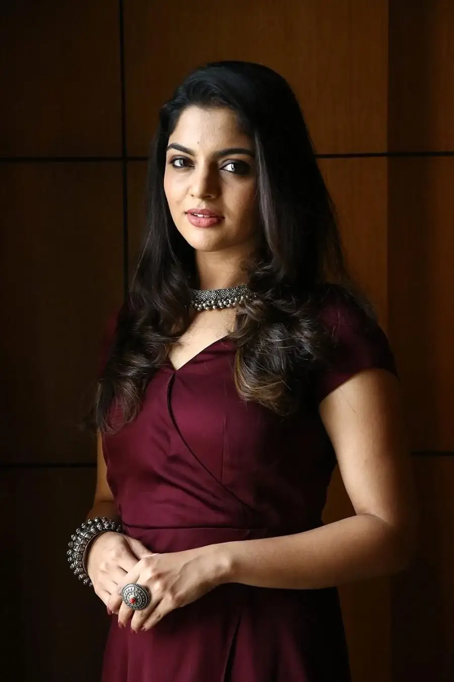 Malayalam Movie Heroine Nikhila Vimal in Maroon Dress